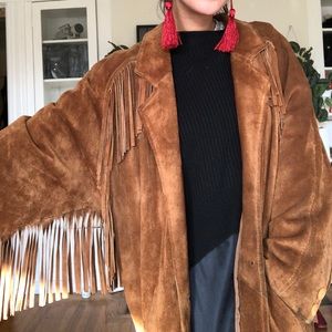 Vintage suede fringe coat